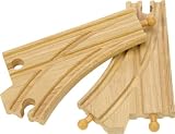 Wooden Train Railway System - Spare Curved Points Track x 2 (Compatible with leading wooden rail systems) - Wooden Toy