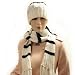 Ivory & Black Striped Cable Knit Scarf & Beanie Cap Hat 2 Piece Matching Set Image #2