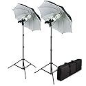 Cowboystudio 1200 Watt Photography, Video, and Portrait Studio Umbrella Continuous Lighting Kit With Four 85 Watt, 5500K Day Light Balanced CFL bulbs, Black and White Reflective Umbrellas, Stands, and Carrying Case