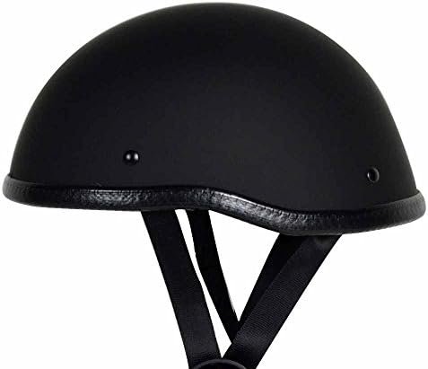 RIVAL N12 Skull Cap Novelty NON DOT Motorcycle Low Profile Half Helmet Beanie Harley Chopper Cruiser Biker Airsoft Skid Lid (Large, Matte Black)
