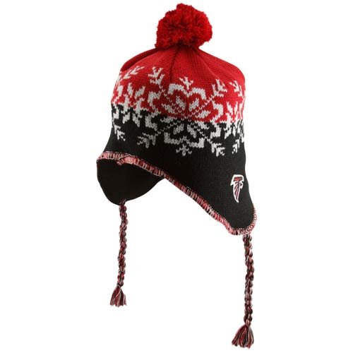Reebok Atlanta Falcons Ladies Black-Red Snowflake Tassel Knit Beanie