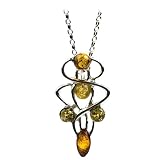 Sterling Silver Multi-color Amber Modern Pendant, 18"