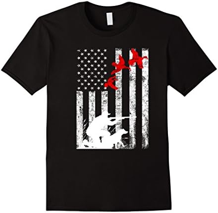 Men's Duck Hunting Flag T shirt - Duck Hunting Usa Flag Tshirt XL Black