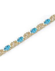14kt Yellow Gold Oval Blue Topaz and Diamond Bracelet