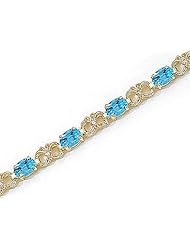 14kt Yellow Gold Oval Blue Topaz and Diamond Bracelet