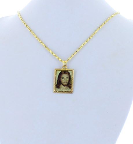 Religoius Jewelry, Silver, Photo Charm, 16" Chain, Face of Jesus Christ