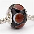 Murano Style Glass Lampwork Bead Fits Pandora Black With Red Drop 14mm (1)