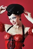 Velda Lauder Red Eyelash Lace and Black Satin Bra