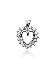 14K Gold Prong set Diamond Heart Pendant (0.64 cttw, F - G Color, SI2 Clarity)