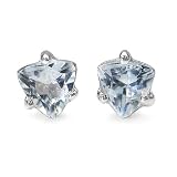 0.90 Carat Genuine Aquamarine Sterling Silver Stud Earrings