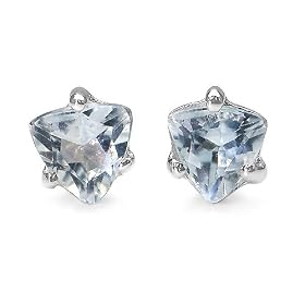 0.90 Carat Genuine Aquamarine Sterling Silver Stud Earrings