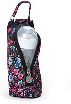 Gitta Baby Travel Thermal Bottle Holder Keep Worm / Cold Cover, Black Flowers