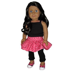 Black Tank, Pink Dot Skirt, and Black Leggings. Fits 18 Dolls Like American Girl Doll. by