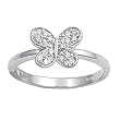 Sterling Silver Ring - Butterfly - Clear CZ - 9 mm x 2 mm, Sizes 4-9