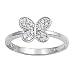 Sterling Silver Ring - Butterfly - Clear CZ - 9 mm x 2 mm, Sizes 4-9