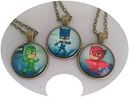HeyFun® 3pcs PJ Masks Inspired Pendants Necklaces Charms Catboy Owlette Gekko