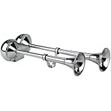 Wolo (125) The Dominator Stainless Steel Dual Trumpet Horns - 12 Volt, Low and High Tone