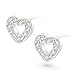Valentines Day Bling Jewelry Sterling Silver Pave CZ Open Heart Stud Earrings