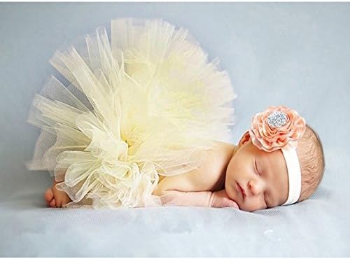 Zonegear Newborn Photography Prop Infant Flower Tutu Dress Outfit for Baby Girls (0-3 months, Yellow)