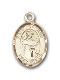 14kt Gold Baby Child or Lapel Badge Medal with St. Casimir of Poland Charm and Angel w/Wings Pin Brooch