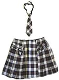 BLACK PLAID WOMENS SKIRT AND TIE SET