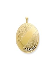 1/20 Gold Filled 20mm Swirled Oval Locket - Chain Included - 1/20 14KGF Yellow Gold