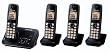 Panasonic KX-TG6624GB Telefon schnurlos mit Anrufbeantworter (4 Mobilteile) schwarz