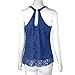Toraway Blouses, Women Summer Sleeveless Lace Vest Blouse Shirt Tops (Medium, Blue)