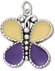 Genuine Raposa Elegance (TM) Purple and Yellow Enamel Butterfly Charm Pendant (23 x 20 mm). 100% Satisfaction Guaranteed.