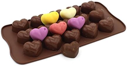 Candy Molds，WBSEos Silicone Chocolate Molds Candy Mold &amp; Ice Cube DIY Baking Trays Heart Shaped Jelly Pan 15-Cavity