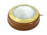 Plafonnier pour cabine de bateau ou caravane - 75 mm - laiton et teck