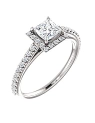 18K White Gold Princess Cut Diamond Halo-Style Ring -- LIFETIME WARRANTY