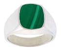 Gent's Sterling Silver Square Malachite Ring