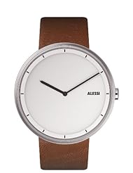 Alessi Unisex AL13001 Out Time Brown Leather Strap Watch