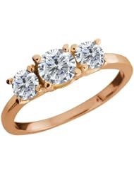 1.04 Ct Round I/J Diamond G/H Diamond 925 Rose Gold Plated Silver Ring