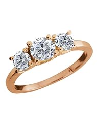 1.04 Ct Round I/J Diamond G/H Diamond 925 Rose Gold Plated Silver Ring
