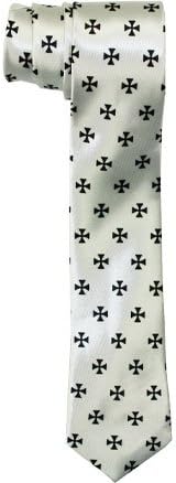 Outer Rebel Black Iron Crosses on White Skinny Tie