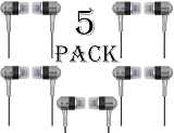 A4Tech SecureFit Metallic Super Bass Earphone In Ear Earbuds MK-650 For iPod - MP3 - MP4 - & All Audio Players - Black - 5 Pack