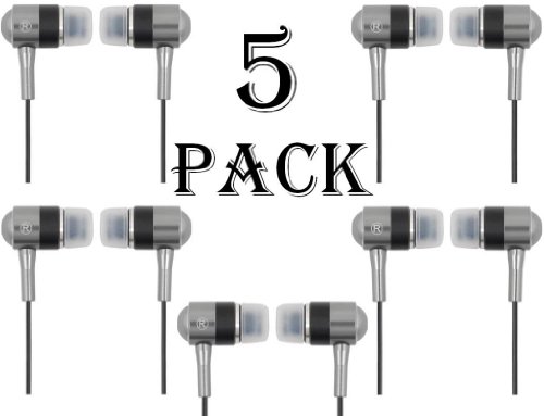 A4Tech SecureFit Metallic Super Bass Earphone In Ear Earbuds MK-650 For iPod - MP3 - MP4 - & All Audio Players - Black - 5 Pack