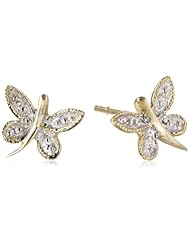 10k Yellow Gold Dragonfly Diamond Earrings (0.005 cttw, I-J Color, I2-I3 Clarity)