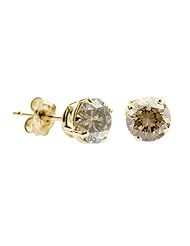 2 CT Champagne Diamond Stud Earrings 14k Gold (I1-I2 Clarity)