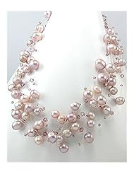 Plum (Natural) Fresh Water Pearls Necklace In Zinc
