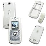 Motorola SLVR L6 L2 Crystal Solid White Snap-On Case Cover with Removable Belt Clip
