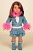 Pink Feather Trim Denim Jacket and Skirt.COMPLETE Outfit with boots. Fits 18