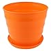 uxcell Plastic Round Home Garden Office Plant Planter Holder Flower Pot Orange