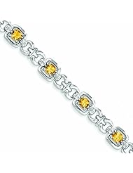 Genuine .925 Sterling Silver Diamond & Citrine Bracelet 11.7 Grams . 100% Satisfaction Guaranteed.