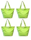 4 Pack, 100% Cotton Canvas Shoulder Tote Bag with Tie Closures