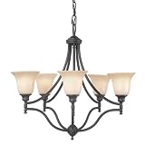 Royce Lighting RC700UP/5-23 Prescott 5-Light Chandelier with White Alabaster Glass, Oil Rubbed Bronze