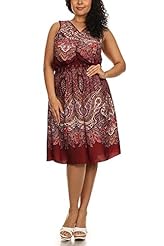 Plus Size Shirred Floral Print Paisley Sleeveless Polyester  Dress