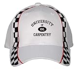 UNIVERSITY OF XXL CARPENTRY White Racing Checker Flag Hat / Baseball Cap